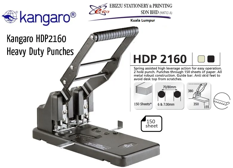KANGARO HDP-2160 HEAVY DUTY PUNCHER - 150 sheets HDP 2160 (penumbuk, puncher paper, 2 Hole Puncher, heavy duty puncher)