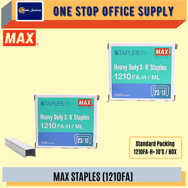 MAX HEAVY DUTY STAPLES NO.1210 FA-H / Max / Staples / NO.1210 / Max Bullet / Stapler Refill / Ubat Stapler / Max Heavy Duty Staples