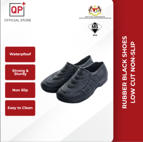 RUBBER BLACK SHOES LOW CUT NON-SLIP WATERPROOF RUBBER SHOES l KASUT GETAH HITAM l 胶鞋-UK6 / EU40