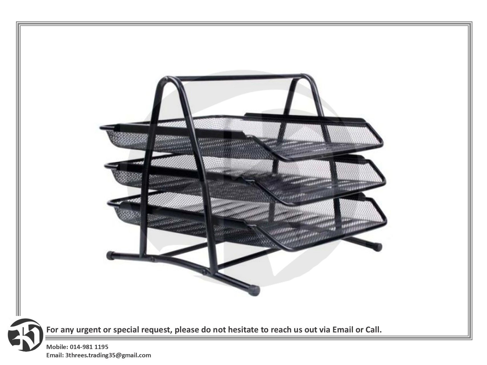 3 Tier Metal Wire Mesh Document Tray