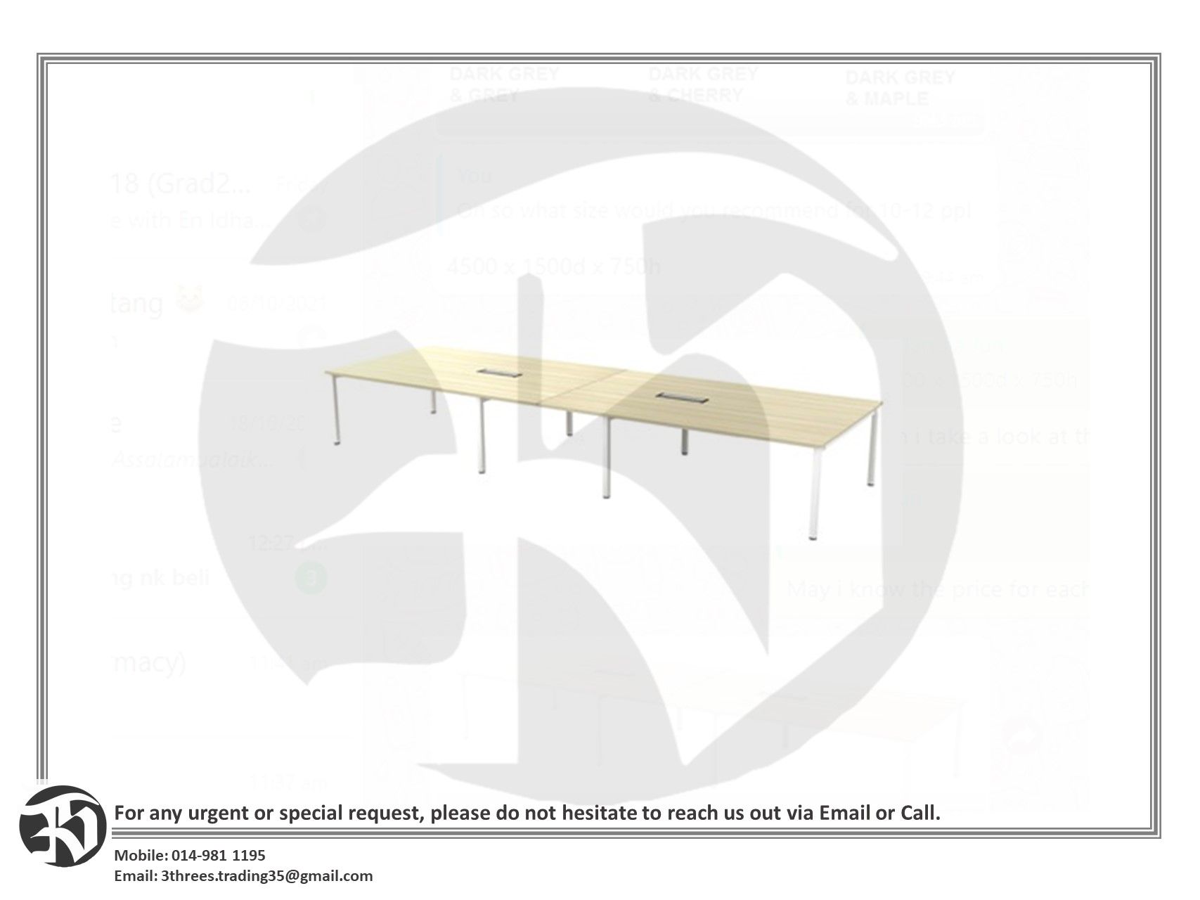 Rectangular Conference Table (2 pcs Aluminium Flipper Box)