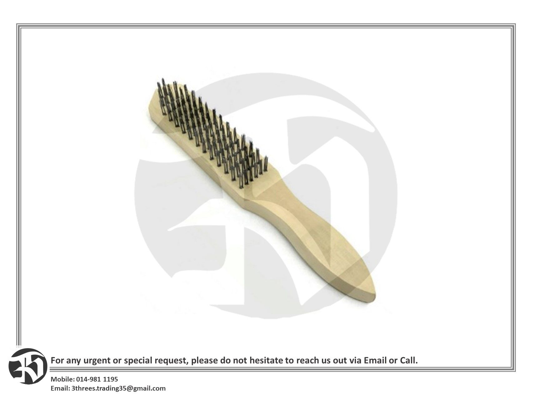 6 Row Wood Handle Steel Wire Brush/ Rust Removal