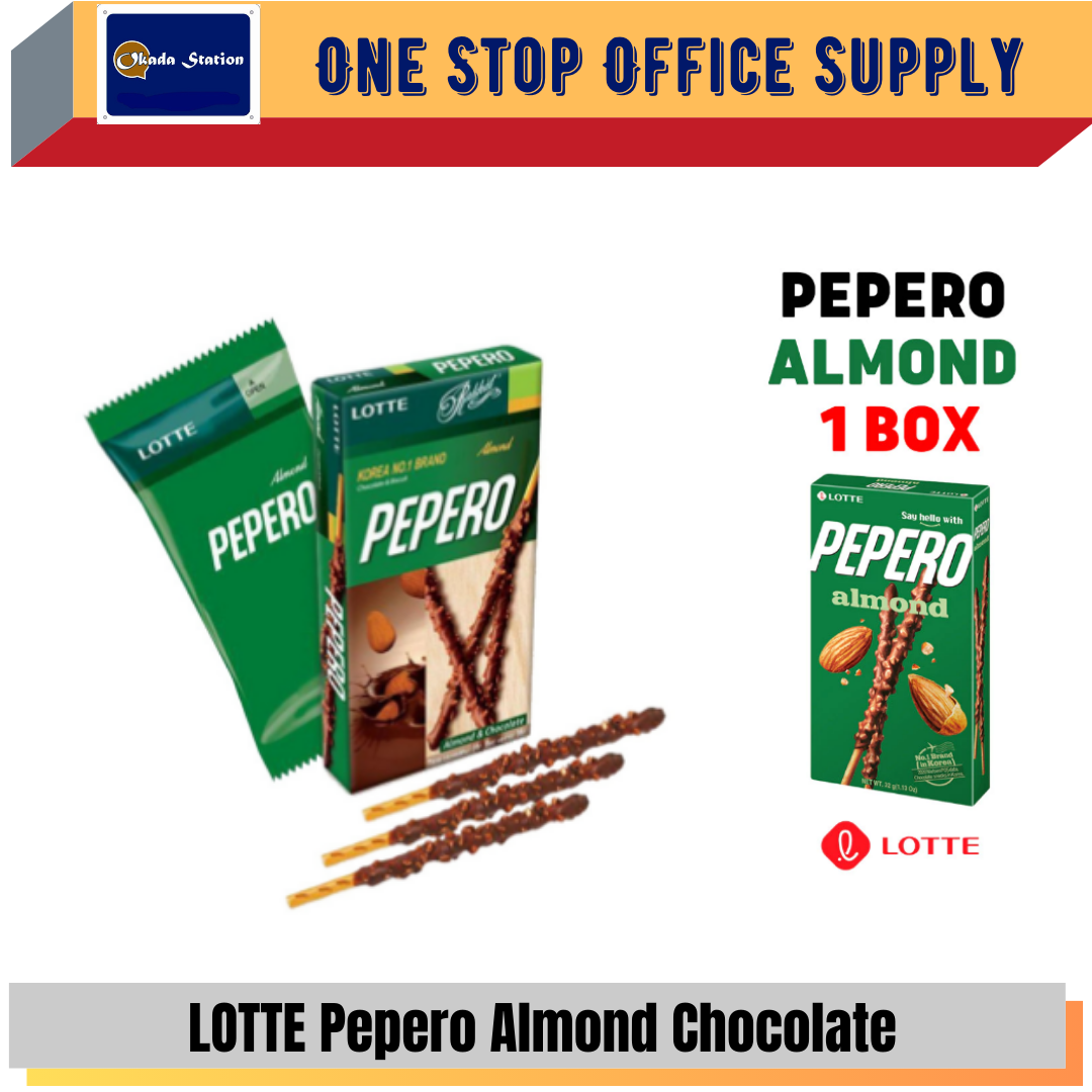 LOTTE / PEPERO / ALMOND CHOCOLATE STICK / 1 SMALL BOX / 32G X 1 BOX / PEPERO ALMOND / BISCUIT /