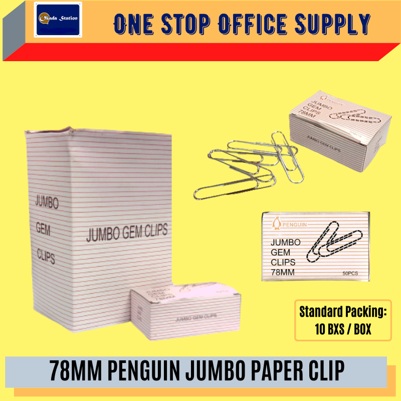PENGUIN(JUMBO) PENGUIN 78MM JUMBO PAPER CLIP /Jumbo /Paper Clip /Clip /78mm /Binder Clips /Peguin Jumbo Paper Clip