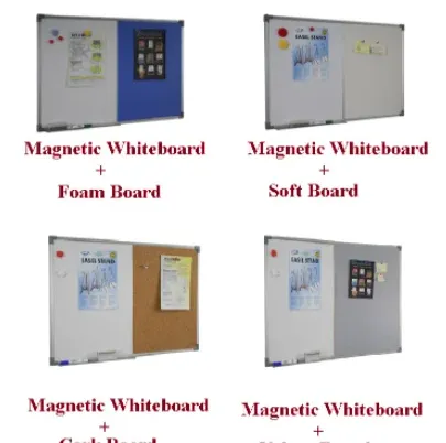 3x4ft / 2x3ft 2 In 1 Dual Board Magnetic With Aluminium Frame (Magnetic Whiteboard + Foam / Cork / Soft / Velcro Board)