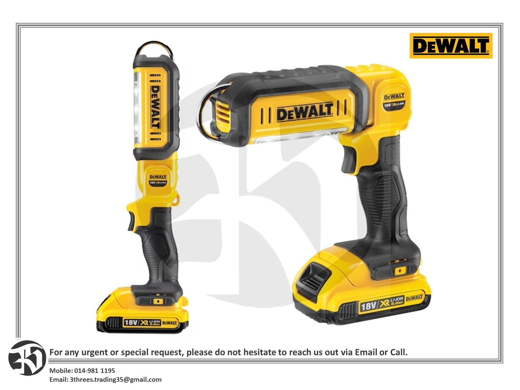 DEWALT DCL050-XJ 18V 1000 Lumens LED Hand Held Work Light (Bare)