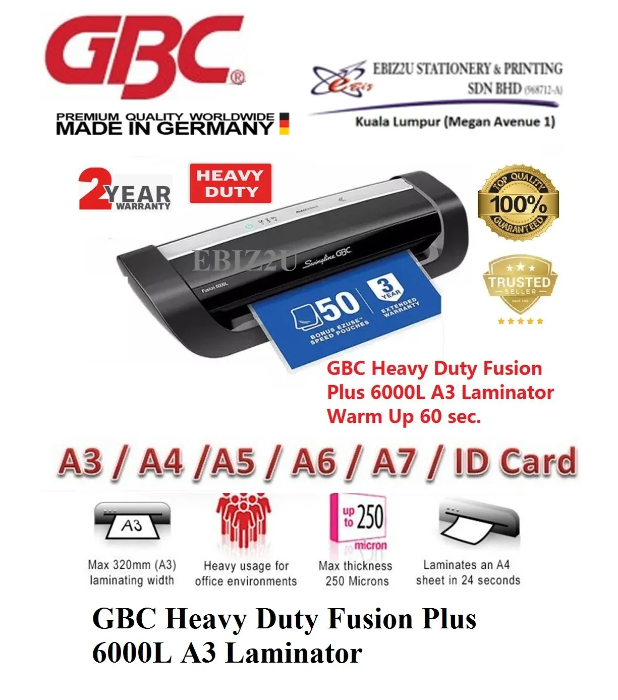 GBC Heavy Duty Fusion Plus 6000L A3 Laminator (Laminator Machine, laminate machine, laminate, Laminator, heavy duty laminator)