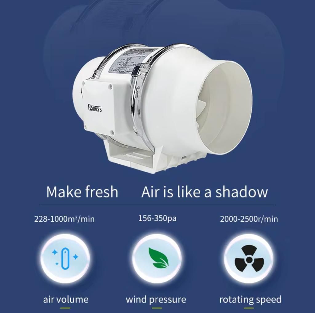 Genuine Malaysia - 8 inch diagonal flow pressurized duct fan bedroom living room toilet kitchen guest room Exhaust Fan