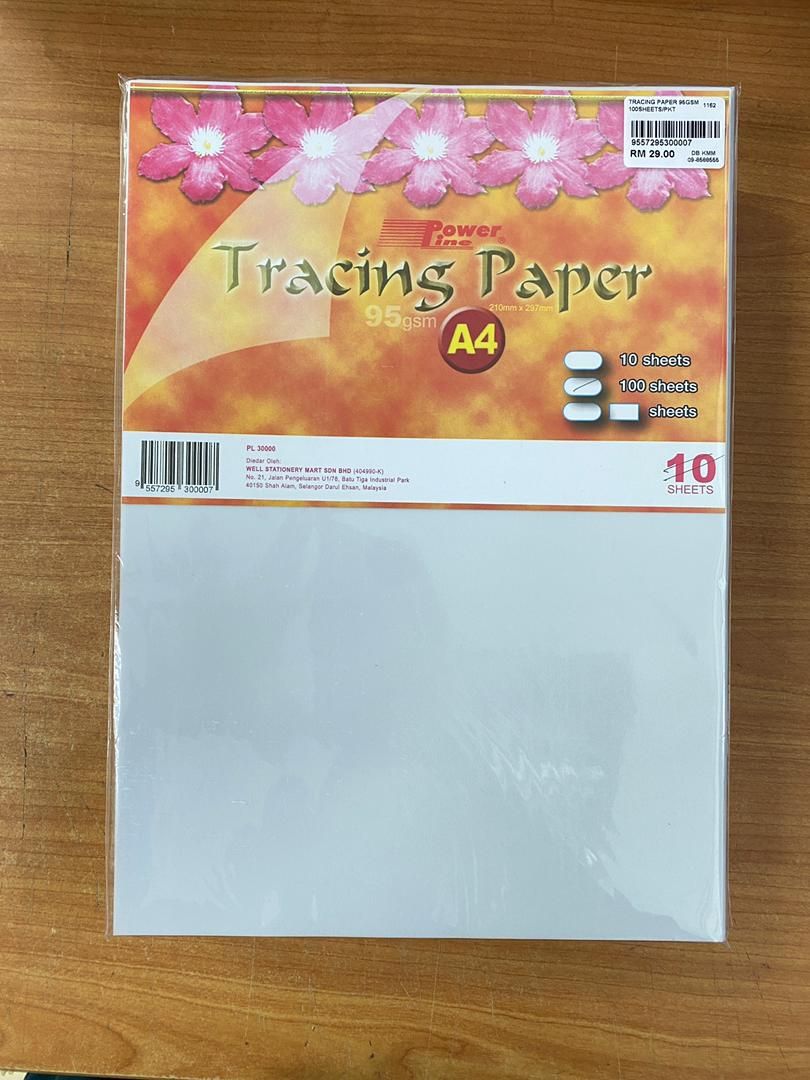 POWER LINE TRACING PAPER 95GSM A4 (100sheets/pac)