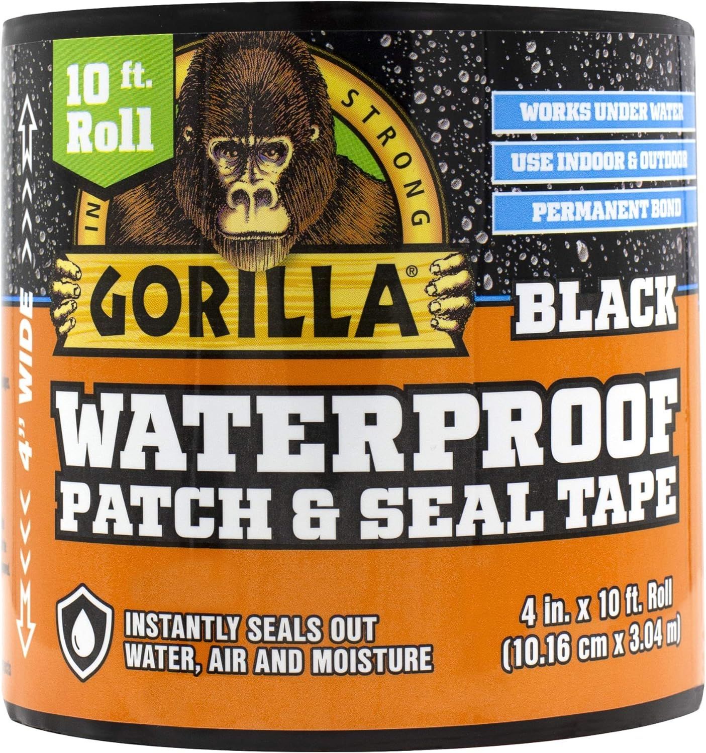 Gorilla Waterproof Tape Patch & Seal 10.16cm x 3.04m Black