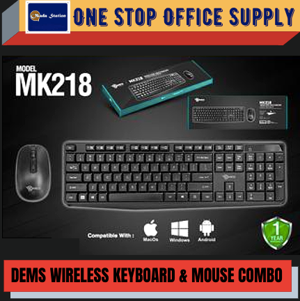 DEMS WIRELESS KEYBOARD & MOUSE COMBO - MK218 / WIRELESS KEYBOARD / WIRELESS MOUSE / COMPUTER