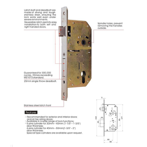Metech Mortise Sash Lock (L1)