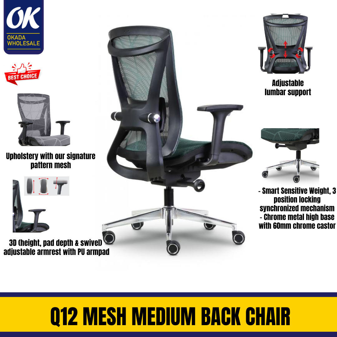 Q12 MESH MEDIUM BACK CHAIR / OFFICE CHAIR