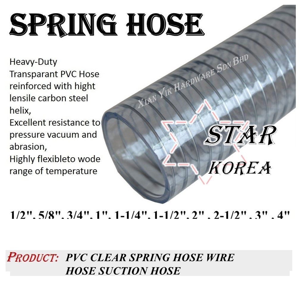 Star Korea 2.5 Inch Thick Pvc Clear Spring Hose Wire hose Suction Hose (20m)