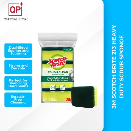 3M SCOTCH BRITE 213 HEAVY DUTY TOUGH CLEAN SCRUB SPONGE - 3 & 4 PC l SPON l 海绵-3PC