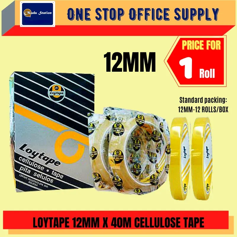 LOYTAPE CELLULOSE TAPE - 12MM X 40M / Loytape / Cellulose Tape / Loytape Cellulose Tape / Cellophape Tape / Tape / SELOTAPE / SIZE 12MM