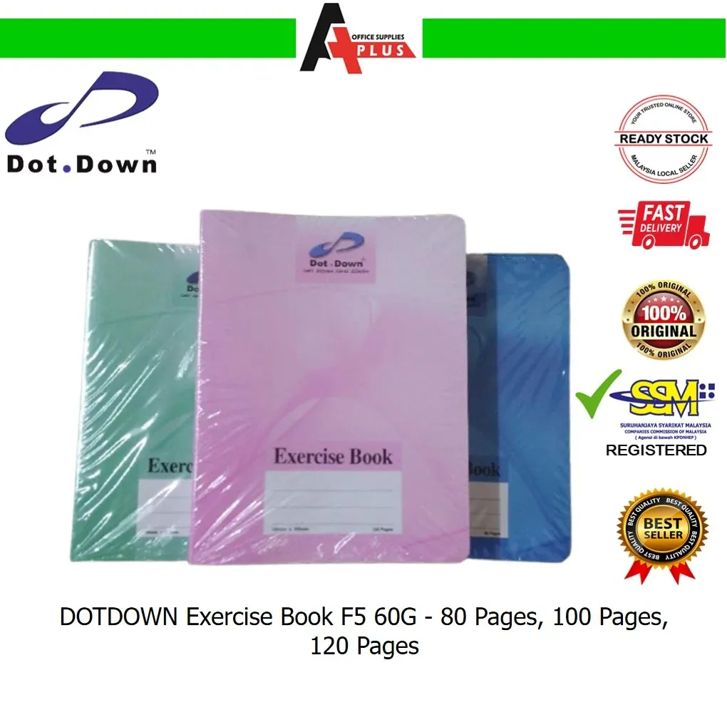 DOTDOWN Exercise Book F5 60G / Buku Latihan - 80 pages, 100 pages, 120 pages