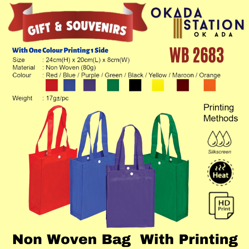 GIFT & SOUVENIRS: WB 2683 NON WOVEN BAG (SMALL) WITH PRINTING LOGO