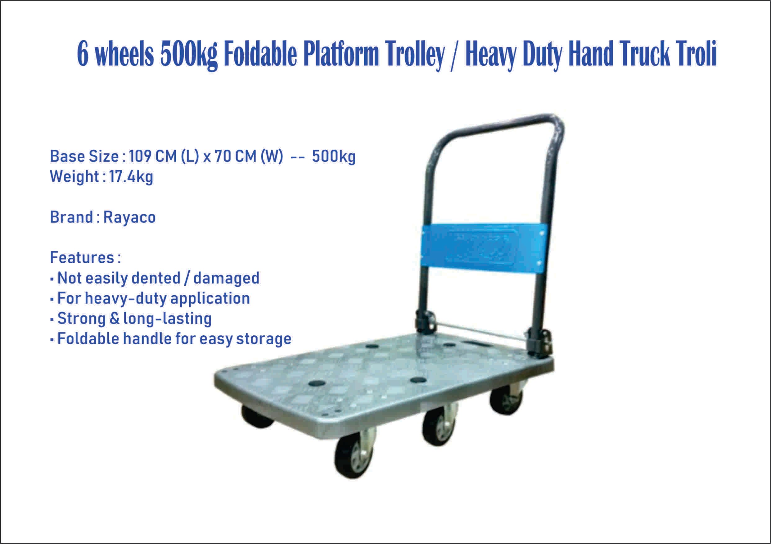 OCHA 6 wheels 500kg PLASTIK Foldable Platform Trolley / Heavy Duty Hand Truck Troli