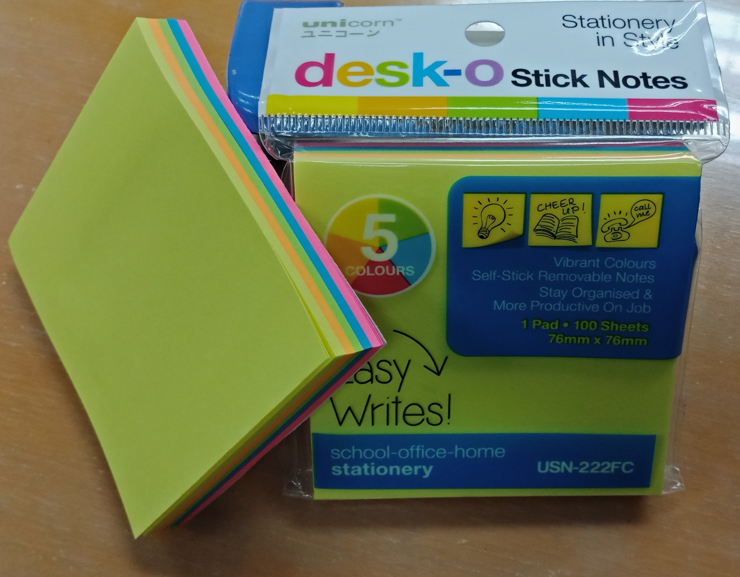STICK NOTES DESK-O 76MM X76MM USN-222FC (4C -100'S)