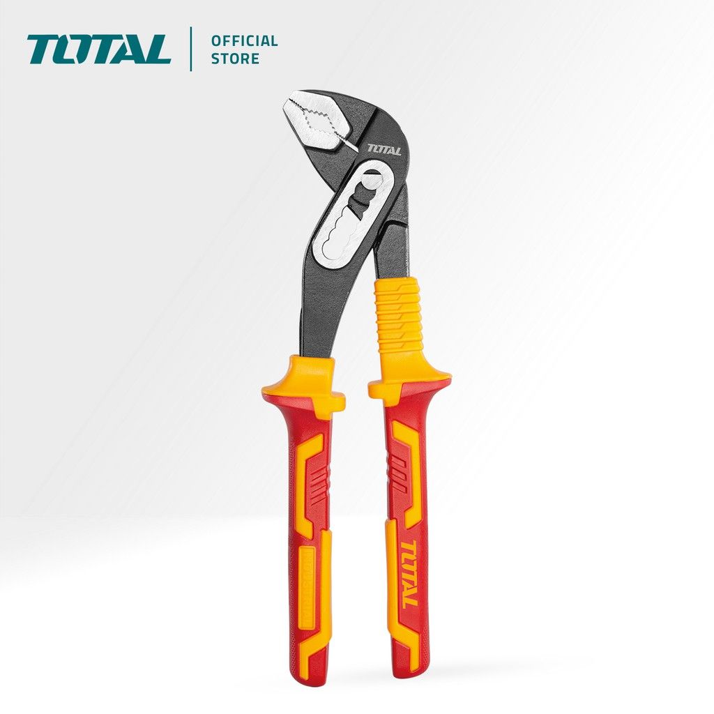 TOTAL INSULATED PUMP PLIERS WITH CHROMIUM-VANADIUM STEEL CR-V (VOLTAGE RANGE 1000V/10") THTIP28101 (VDE Approved Certifications)