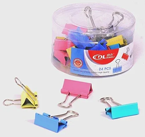 DINGLI COLOR BINDER CLIP DL.69402 41MM 24PCS/BOX