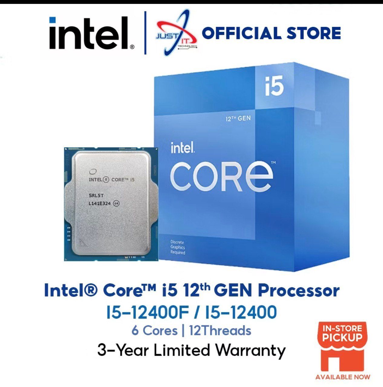 INTEL Core I5-12400F 18MB CACHE 4.4GHz LGA1700 Processor