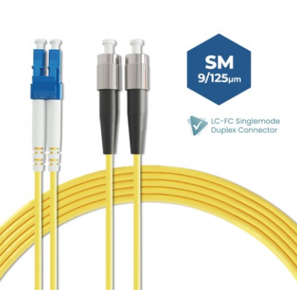 LC-FC 9/125 SINGLEMODE DUPLEX FIBER OPTIC PATCH CABLE 3M 5M 10M 15M 20M
