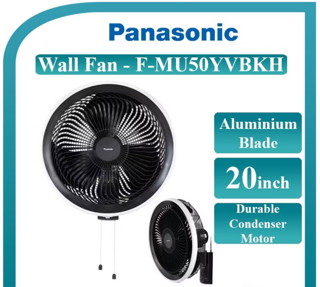 Panasonic Wall Fan 20” With Airflow Comparisan And Turbo Fin Guard Design F-MU50YVBKH