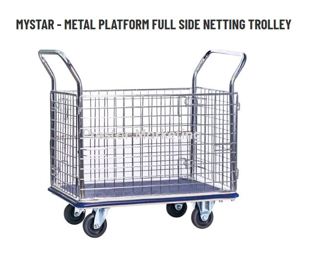 MYSTAR Metal Trolley M03-MM 307 ( 300 KG ) Double Handle with Four Side Netting