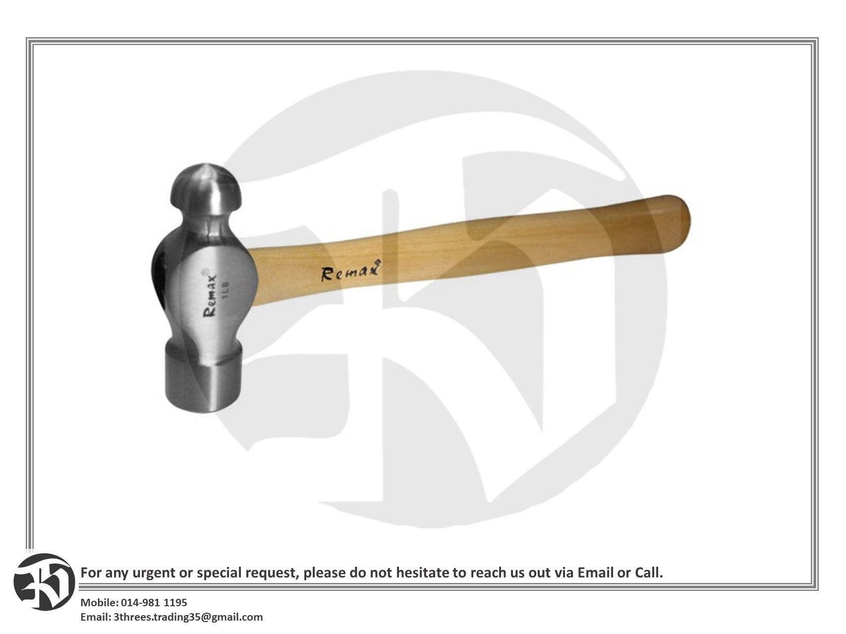 Remax Wooden Handle Ball Pein Hammer