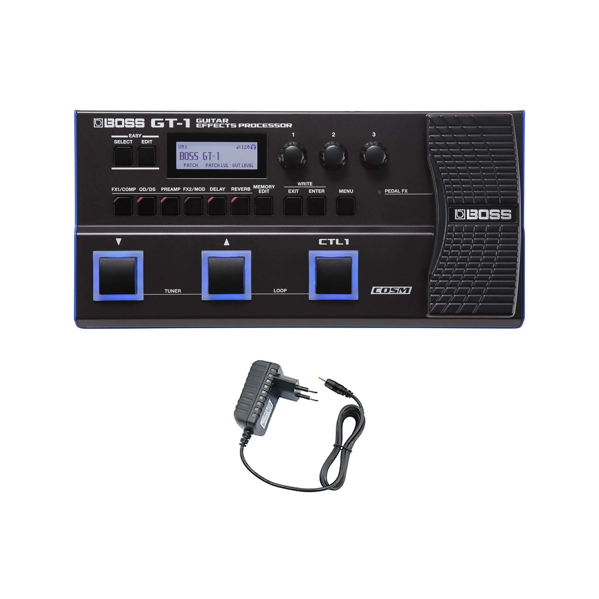 Boss GT-1 Guitar Multi-Effects Pedal with Adapter (GT1)