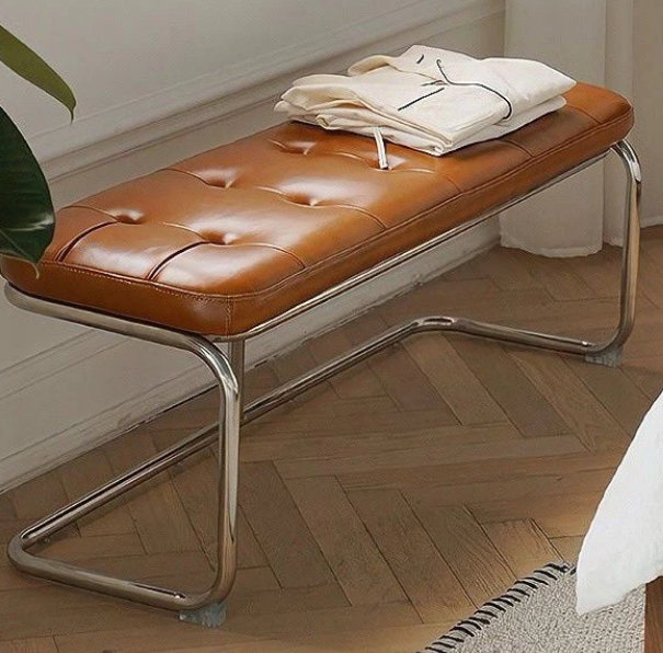 PATTERN Nordic Style Bench Chair Living Room | Stainless Steel Shoe