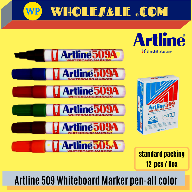 ARTLINE 509 / MARKER PEN / WHITEBOARD MARKER / 509A / ARTLINE MARKER / 5.0MM / PEN MARKER / ALL COLOUR / PEN PAPAN PUTIH