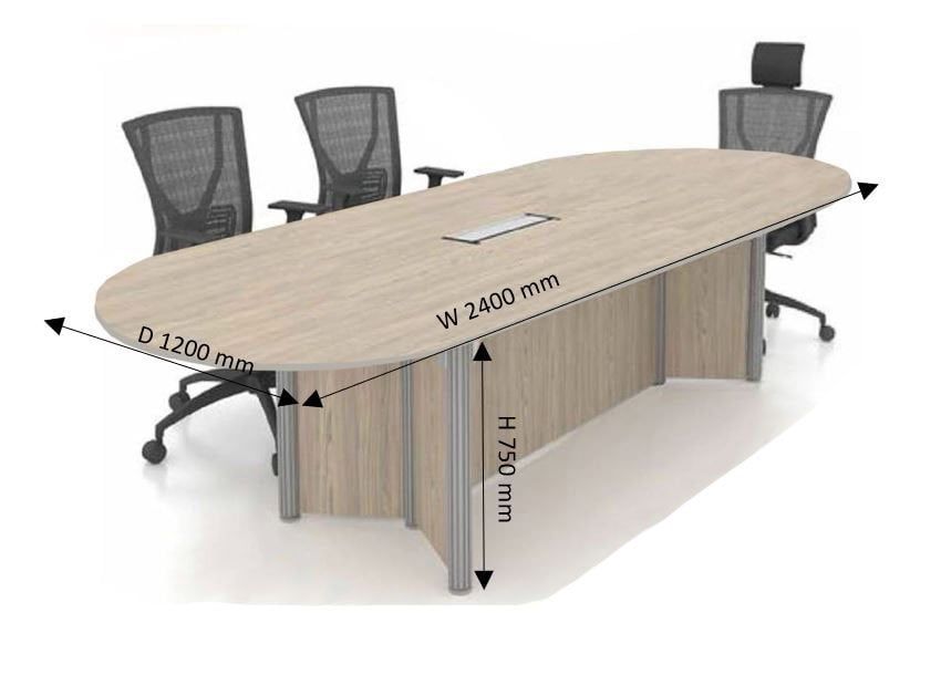 8 ft Benign Oval Conference Table with Pole Leg OFFXPLO2412