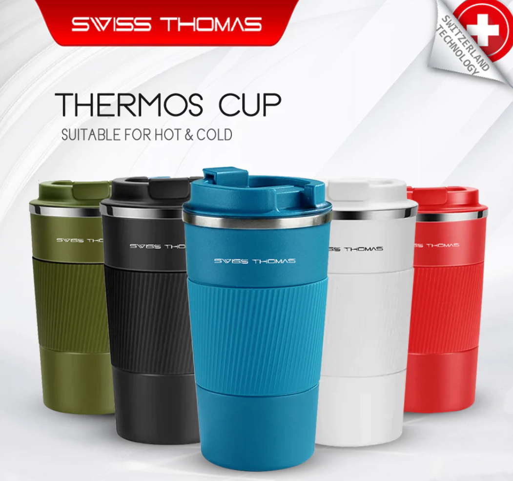 SwissThomas SS304 Thermos Coffee Cup Mug Leak-Proof Non-Slip