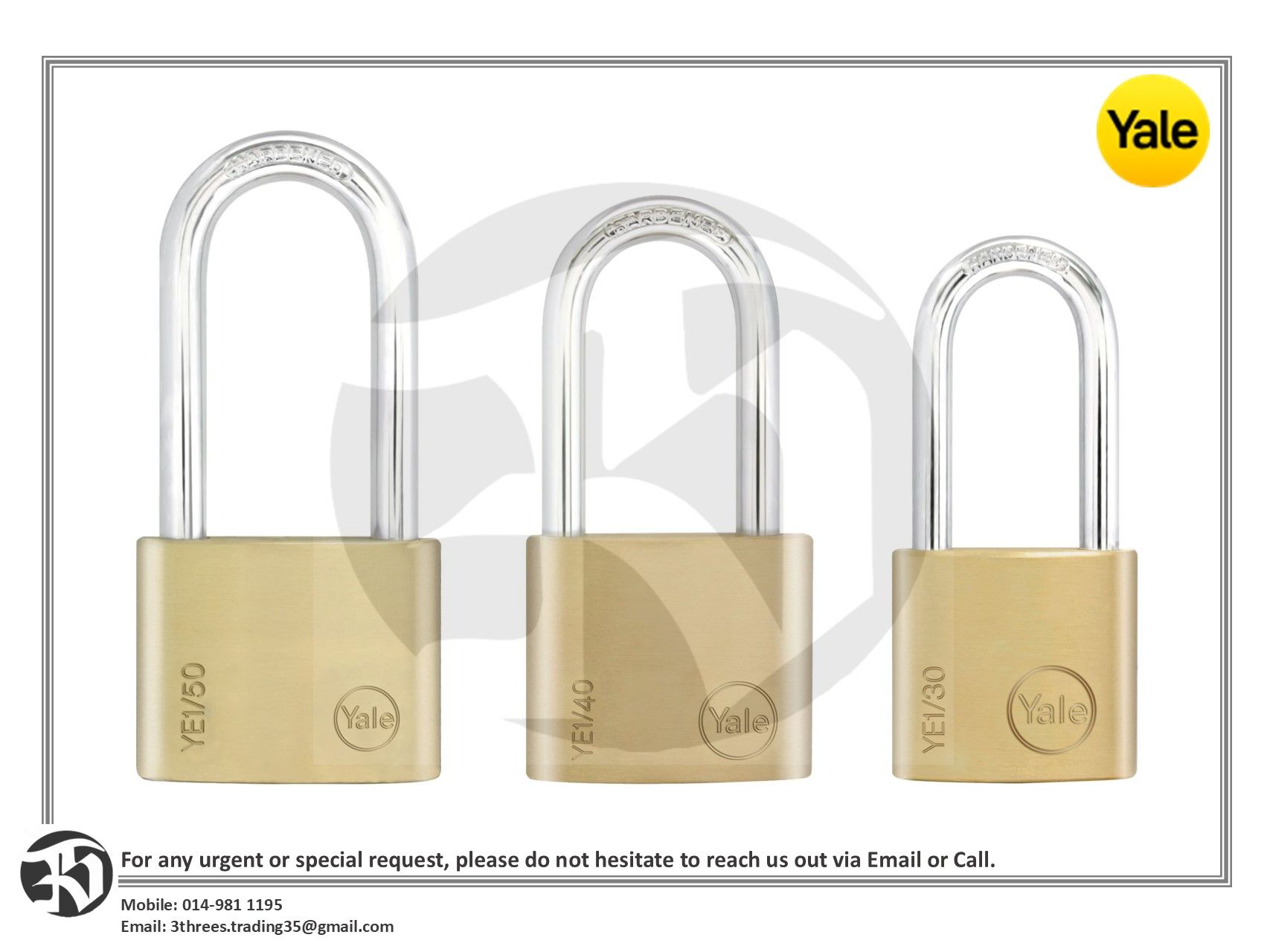 Yale YE1 Essential Brass Long Shackle Padlock