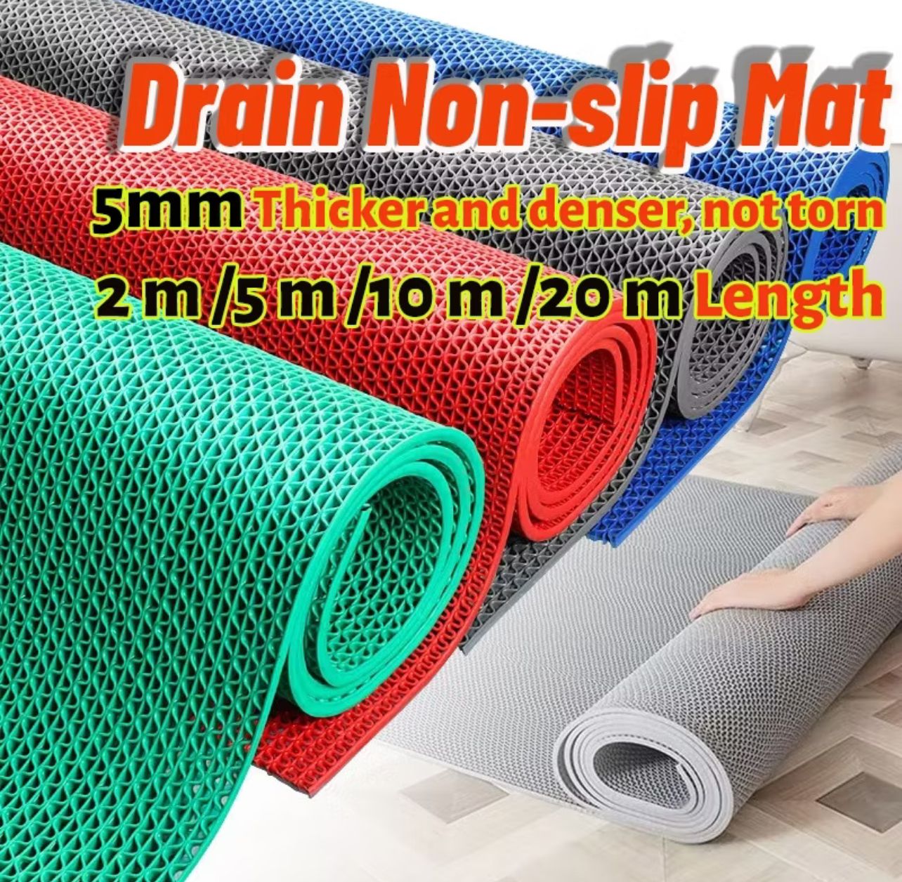 Mat Anti Slip Mat PVC Rubber Mat Bathroom Kitchen Toilet Non-slip Mat Commercial Floor Mat