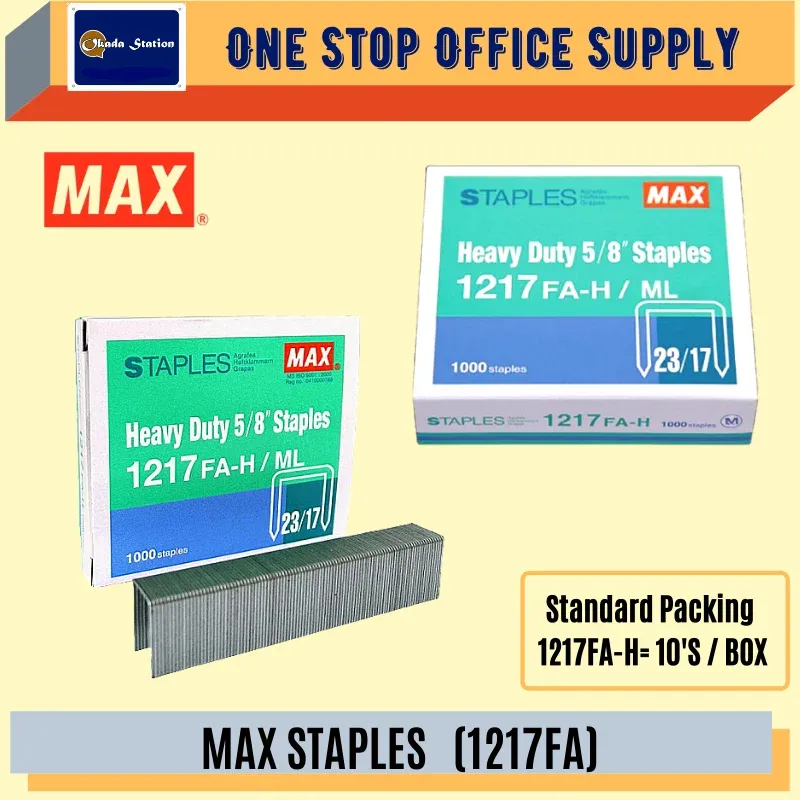 MAX HEAVY DUTY STAPLES NO.1217 FA-H / Max / Staples / NO.1217 / Max Bullet / Stapler Refill / Ubat Stapler / Max Heavy Duty Staples