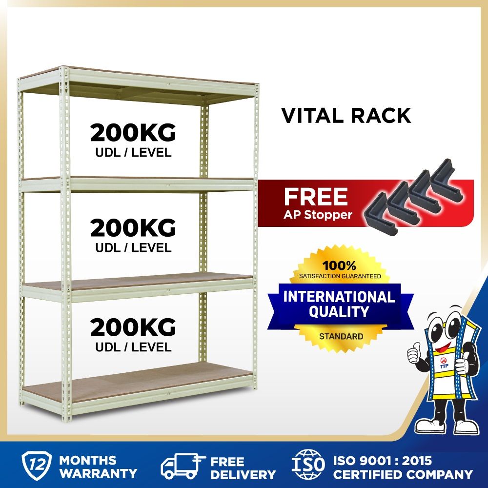 Vital Rack Metal Boltless Rack H1800 x w600 X l1200 (4 Level)