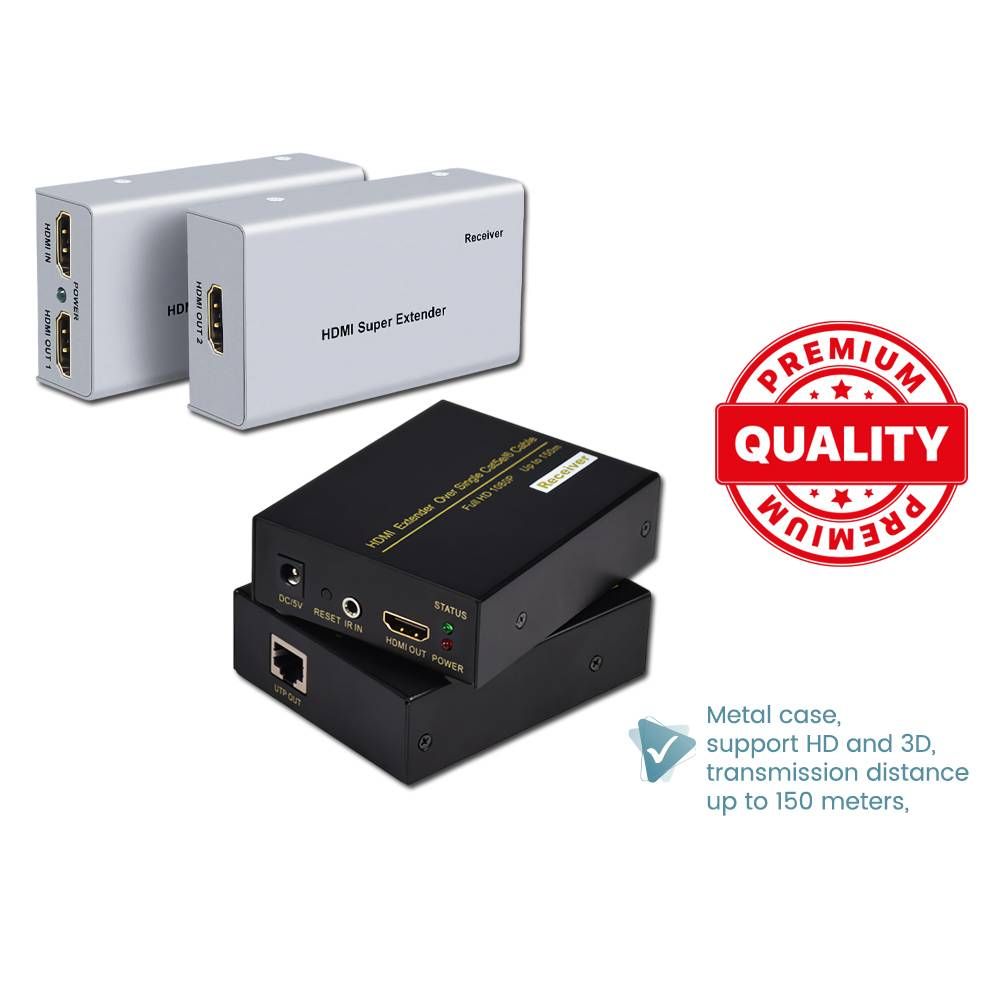 HDMI EXTENDER OVER ETHERNET CAT5E/6 NETWORK 60/150 METER FULL HD 1080P