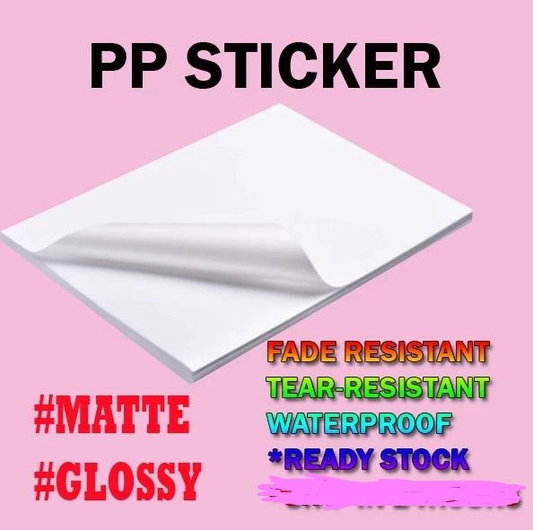 PP/PET Sticker Polypropylene Synthetic Glossy Matte For Inkjet Laser Waterproof Label (50 sheet)
