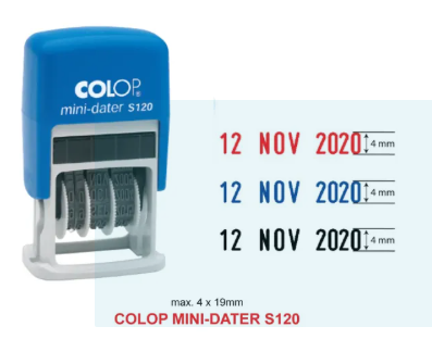COLOP MINI DATED S120 Pre Ink Date Stamp Self Ink Mini-Dater
