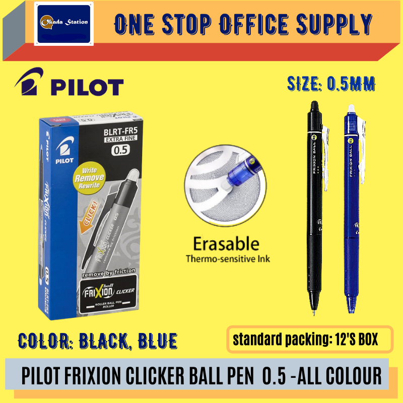 PILOT FRIXION CLICKER BALL PEN 0.5 -ALL COLOUR / Pilot / Frixion Clicker / Ball Pen / 0.5mm / Pilot Ball Pen / Erasable Pen / Pilot Frixon Clicker Ball Pen