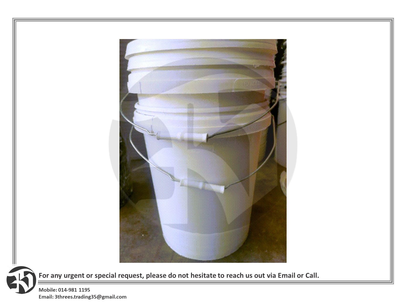 Plastic Durable Round Bucket / Paint Pail with Lid and Handle 18L/20L