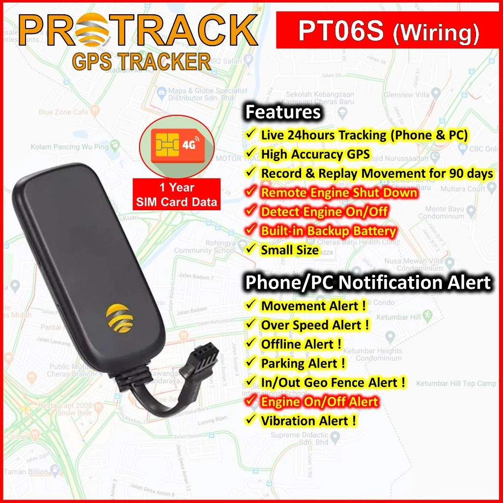 Protrack Vehicle GPS Tracker Remotely Stop Engine (Sim Card With 1 Year Data Plan)