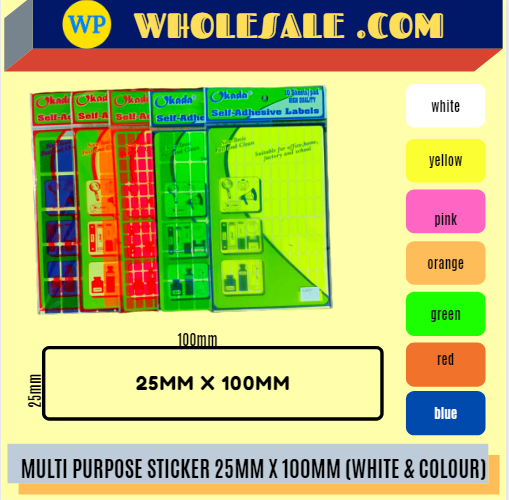 LABEL / MULTI PURPOSE / 25MM X 100MM / ALL COLOUR / STICKER LABEL / COLOUR LABEL MULTI PURPOSE