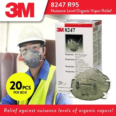 3M 8247 SIRIM & DOSH APPROVED, R95, with Nuisance Level Organic Vapour Disposal / 3M Particulate Respirator - 20pcs/box