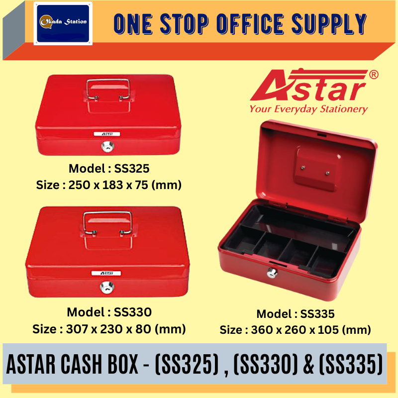 ASTAR SS-SERIES LARGE CASH BOX - (SS325) , (SS330) & (SS335) / CASH BOX / CASH STORAGE BOX / CASH HOLDER / METAL CASH BOX / SAFETY BOX / MONEY BOX / MONEY SAFE BOX / SS SERIES CASH BOX