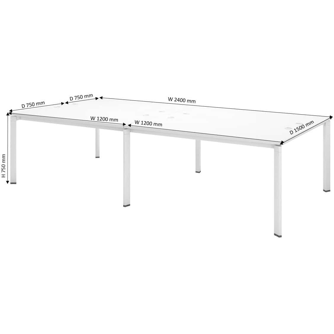8 ft Modish Open Workspace Cluster of 4 OFHUTT127- 4